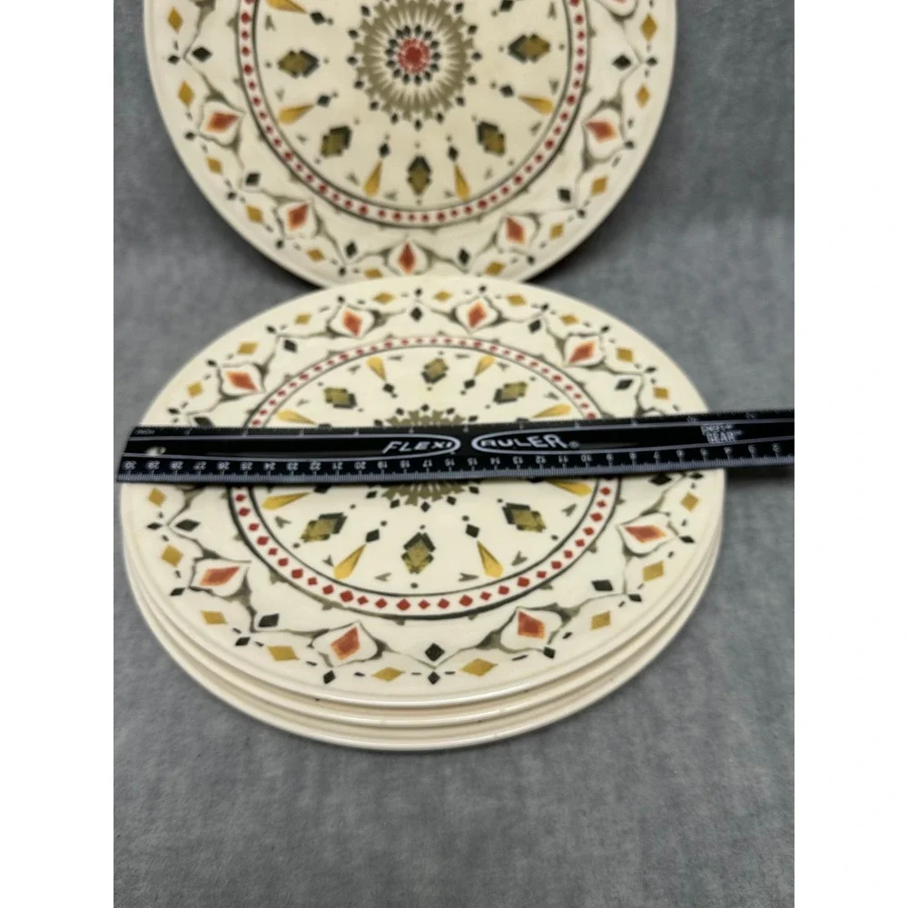 Threshold Dinner Plates Cream Multicolor Melamine Geometric Mandala Set of‎ 4